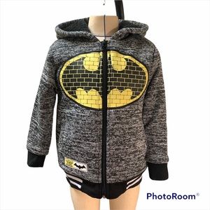 NWOT Batman Heavy Sweater Jacket Sherpa Hood Size 3T